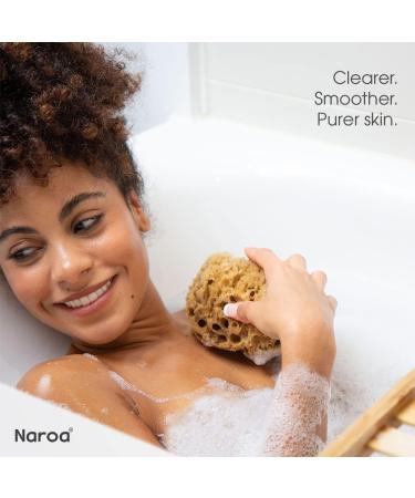 Naroa Natural Sea Sponge for Bathing | Firm Exfoliating Body Scrubber | Eco-Friendly & Renewable | Medium Size | Men & Women - Buy Online on GoSupps.com