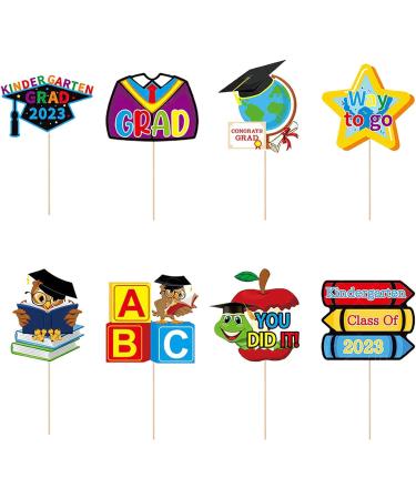 2023 Kindergarten Graduation Cupcake Toppers with Bamboo Sticks - Colorful and Clear Print Cake Decoration Picks for Party Multicolor - Buy Online on GoSupps.com