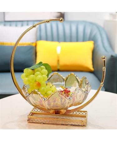 Kitchen Countertop Fruit Rack Fruit Basket Crystal Glass Elegant Fruit Basket with Alloy Holder Fruit Dessert Snacks Bowl Serving Bowl for Counter Fruit Trays for Party Onecolor - Buy Online on GoSupps.com