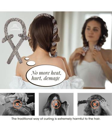 Heatless Curling Rod Headband - Leopard Print | IENIN No Heat Hair Rollers for Women | Overnight Hair Curlers with Scrunchies & Clips - Buy Online on GoSupps.com