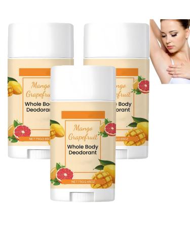 homomdy Mango Grapefruit Full Body Deodorant Stick Strong Antiperspirant Fragrance for Odor Control and Sweat Protection Long Lasting Scent Smooth Balm Format