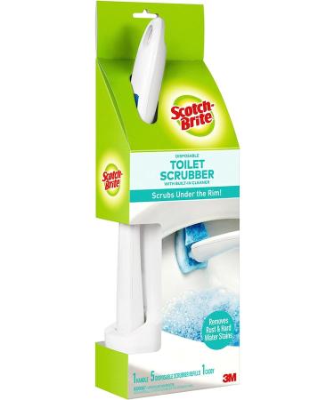 Scotch-Brite Disposable Toilet Scrubber Starter Kit with Built-In Bleach Alternative - 1 Handle, Storage Caddy, 5 Refills - Buy Online on GoSupps.com