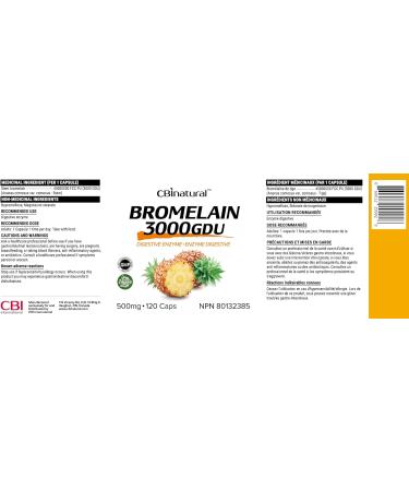 CBI Natural Bromelain 3000 GDU 500mg, 120 Vegan Capsules, Proteolytic Digestive Enzymes Supplements, Supports Healthy Digestion, 4-Month Supply, Non-GMO, Gluten Free - Buy Online on GoSupps.com