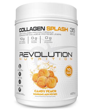 Revolution Nutrition Collagen Splash Marine Collagen Peptides Protein Hair & Skin Health Zero Sugar For Men & Women 11 Grams of Pure Hydrolyzed Marine Collagen Per Scoop 420g 35 Servings (Candy Peach 0.92 Pound) Candy Peach 0.92 Pound