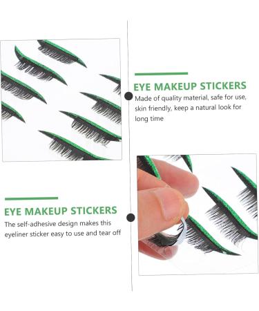 minkissy 4 Pairs False Eyelashes Eye Makeup Sticker Eye Liners Strip Stickers Shiny Eyeliner Stickers 3d False Eyelashes Reusable Eyelash Stickers Miss Double Eyelid Sticker Plastic Moment 4x1.5cm Green - Buy Online on GoSupps.com