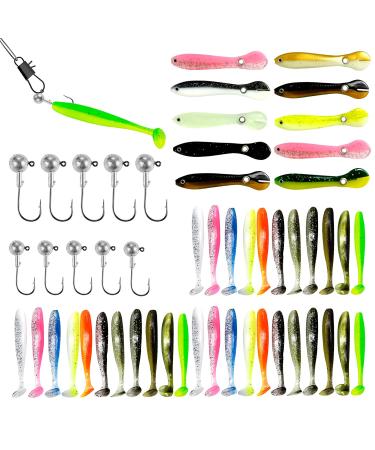 53 pieces of fishing raids Set 2 sizes of jig heads 10 pieces of jig hooks 43 piece of rubber fishing bait carp accessories set pike bait for salt water fish and fresh water fish suitable - Buy Online on GoSupps.com
