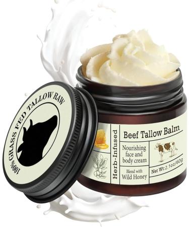  Buhygn Beef Honey Balm Organic Beef Tallow Cream Moisturizing Face Cream Soothing Formula Light Non-Greasy Texture 50g For Soft and Supple Skin Care - Buy Online on GoSupps.com