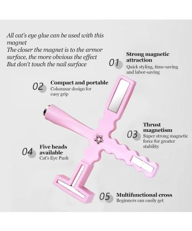 5 in 1 Nail Magnet Tool | Magnetic Nail Polish Magnet Wand - Nail Design Tools Professional Cat Eye Stick for Salon Manicure Pink - Buy Online on GoSupps.com