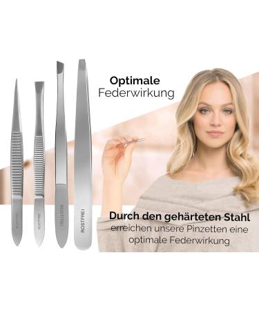 Professional Eyebrow Tweezers Set - Slanted Pointed & Straight Tweezers with Case | Best for Precision Grooming & Hair Removal - Buy Online on GoSupps.com