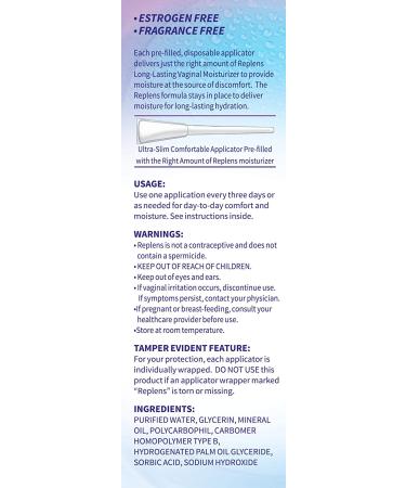 Replens Long-Lasting Vaginal Moisturizer 8 Count Pack - Single-Use Applicator - Hydrating Relief - Feminine Care - Buy Online on GoSupps.com