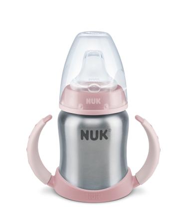NUK Learner Cup Drinking Bottle 6-18 Months Stainless Steel Leak-Proof Anti-Colic BPA-Free 125 ml Pink Pink Stainless Steel