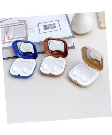 Buy Homsfou 2-in-1 Contact Lens & Makeup Mirror Case - Travel Cosmetic Box - Brown ABS Compact & Stylish - 7.3x7.3x2.6cm - Buy Online on GoSupps.com