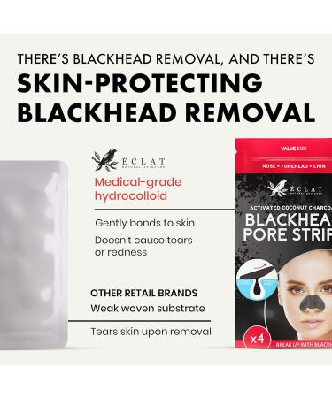 Activated Charcoal Nose Pore Strips - Blackhead Remover & Pore Cleanser - 4 Pcs - Buy Online on GoSupps.com