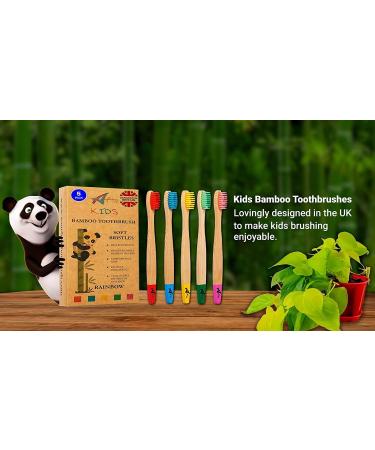Bamboo Toothbrushes for Children - Eco-Friendly 5 Pack in Rainbow Colors | Soft BPA-Free Bristles | Biodegradable Natural Wood Toothbrushes - Buy Online on GoSupps.com