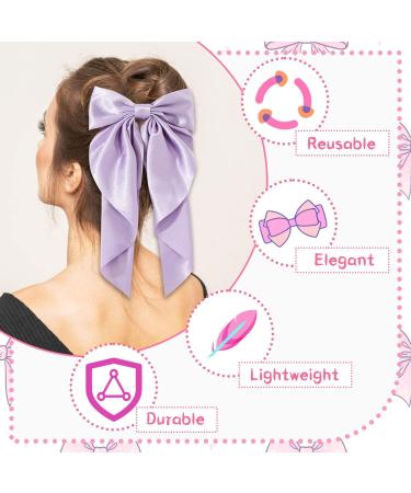 Big Bowknot Hair Clip for Women - Purple Satin Ribbon Barrette Hairpin - Buy Online on GoSupps.com