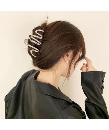 Silver Wave Irregular Metal Claw Clip - Extra Large Fashion Hair Clip for Women - Buy Online on GoSupps.com