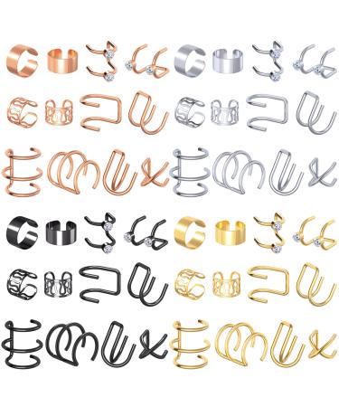 OIIKI 48Pcs Hair Braids Cuffs  4 Colors Hair Jewelry for Braids  Metal Non-Piercing Ear Clips Hair Rings Hair Styling Accessories for Dreadlock Punk Hair Decor