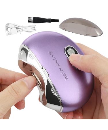 Automatic Electric Nail Clipper - Safety Fingernail Nail Clipper - Nail Scraps Storage Clipper Rechargeable LCD Digital Display Clipper Light & 3 Speeds for Children Seniors Purple