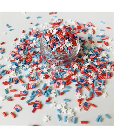 2oz Pack 3D American Flag Red Sugar Granules Polymer Clay DIY Decoration - Nail Art, Slime Kit, Cake Dessert - RT-USFlag - Buy Online on GoSupps.com