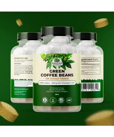 Amazing Botanicals Green Coffee Bean Extract Tablets - Coffea Arabica - 200mg 50% Chlorogenic Acid - 30 Count - Buy Online on GoSupps.com