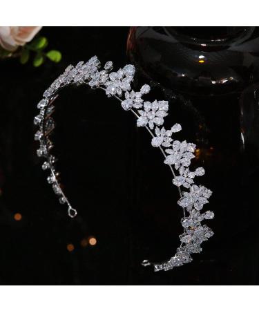 Jorsnovs Small Cubic Zirconia Crown for Women - Bridal Wedding Tiaras | CZ Queen Quinceanera & Birthday Party Hair Accessories - Silver - Buy Online on GoSupps.com