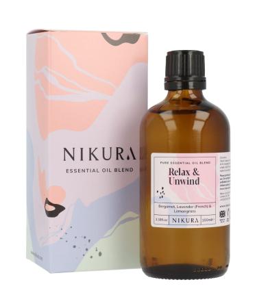 Nikura Relax & Unwind Essential Oil Blend - 100ml | Made from Bergamot Lavender Lemongrass | for Relaxation Aromatherapy Diffusers Soap Making Candle Making | Vegan & UK Made 100 ml (Pack of 1)