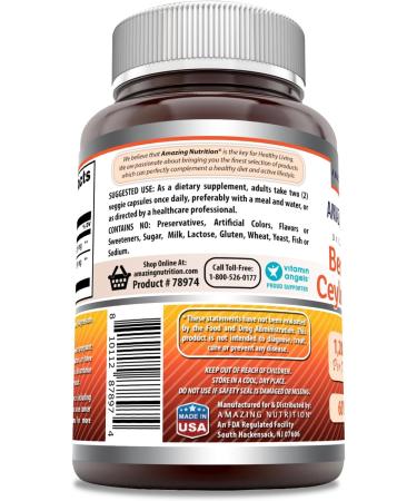Amazing Formulas Berberine with Pure Ceylon Cinnamon 1200 Mg Per Serving | Premium Complex Supplement | Veggie Capsules | Non-GMO | Gluten Free | Made in USA (1 Pack 60 Count) - Buy Online on GoSupps.com