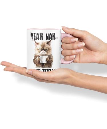 Vixar Yeah Nah.. Not Today Cat Gift Sarcastic Joke Ceramic Coloured Mug Cup for Tea Coffee Hot Brew 330ml 11Oz (White) - Buy Online on GoSupps.com