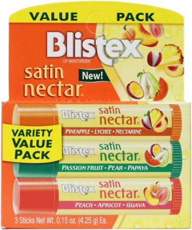 Blistex Satin Nectar Lip Moisturizer Variety Pack - 3 x 0.15 oz - Hydrating Lip Care - Buy Online on GoSupps.com