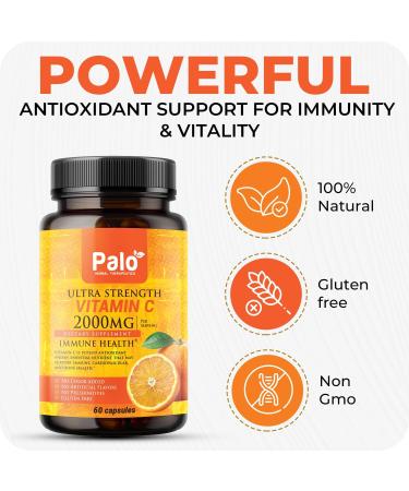 Palo Vital-C High-Potency Vitamin C Capsules for Immune Support, Antioxidant Protection & Skin Health 120 Vegan Capsules - Buy Online on GoSupps.com