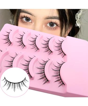 Wrong eyelashes manga lashes natural look artificial eyelashes anime fake lashes 12mm short cosplay lashes faux mink spiky wispy false eyelashes 5 pairs eyelashes (m01) 5p-manga-m01