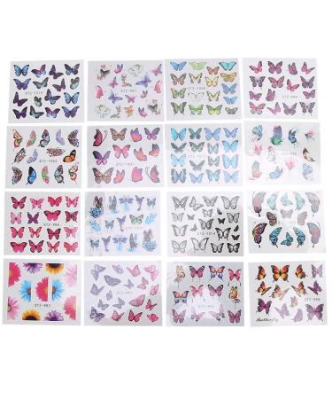 Colorful Butterfly Nail Art Stickers Self-Adhesive Tips DIY Nail Art Design Stencil Fingernail Decorations DIY Nail Art Accessories for Home Nail Salon