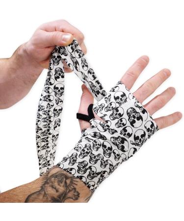 Buy Meister Hand Wraps for Boxing & Martial Arts - 4.5m Elastic Cotton 1 Pair White/Black - International Shipping Available - Buy Online on GoSupps.com