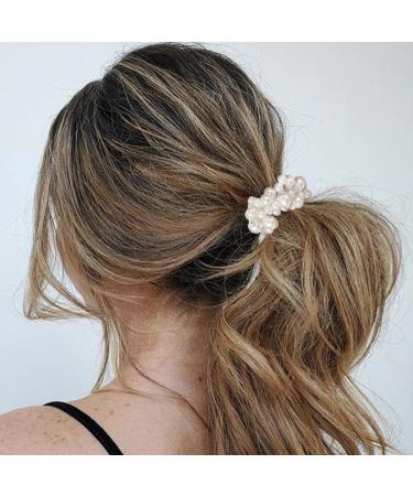 Brinie Pearl Hair Ties - White Elastic Scrunchies for Women and Girls (Pack of 3) - Buy Online on GoSupps.com