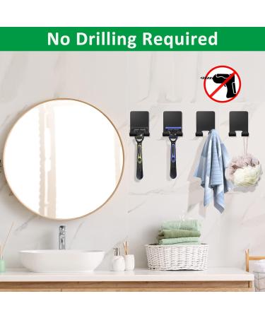 Boxing Razor Bracket Shower Set - 4 Multi-Purpose Hooks Stainless Steel Self-Adhesive Towel Holder No Drilling - Ideal for Bathroom Bedroom & Kitchen - Black - Buy Online on GoSupps.com