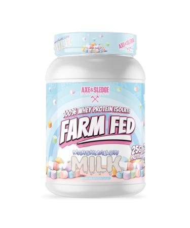 Axe & Sledge Farm Fed 100% Whey Protein Isolate | 25g Protein | Low Carb, Low Sugar, Soy Free, Gluten Free | Protein Powder for Men and Women | Keto | Made in The USA | 28 Servings, Marshmallow Milk