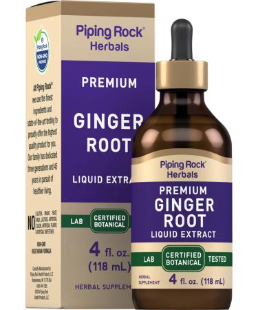 Piping Rock Ginger Extract Liquid Drops | 4 fl oz | Premium Tincture Supplement | Zingiber Officinale Root | Vegetarian Non-GMO Gluten Free