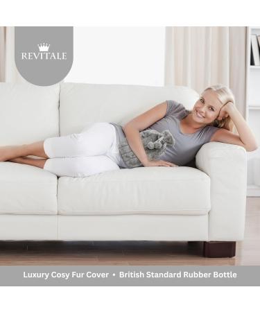Revitale Luxury Faux Fur Pom Pom Hot Water Bottle - 2L Slate Grey | Cozy and Stylish - Buy Online on GoSupps.com