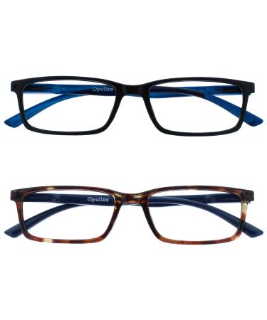Opulize sea glasses Blue light filter narrow frame spring hinges improve the sleep computer glasses gaming anti-reflective men B9 +3.50 diopters black / brown
