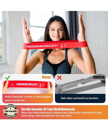 Nooncrazy Fitness Straps: 5 Set Natural Latex Resistance Bands for Pilates Strength Training & Physiotherapy - 100% Durable 5 Strength Levels - Buy Online on GoSupps.com