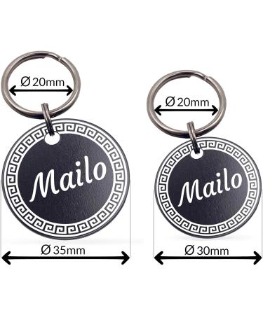 Personalized Engraved Dog & Cat Branding Tags - Unique Dual-Sided Design | 30mm & 35mm Black Options - Buy Online on GoSupps.com