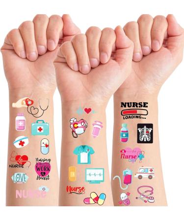 GeRRiT 10Pack Nurse Temporary Tattoos Sticker Medical Nurse Graduation Themed Decorations Future Pharmacist Pharmacy Stickers Temporary Tattoos for Graduation Adults Boys Girls Prizes Carnival - Buy Online on GoSupps.com