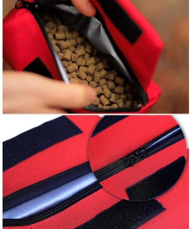 Liono Durable Dog Feed Bag - Water-Repellent Snack Bag with Zipper & Velcro | 18x7x7 cm | Red with Custom Name Print | Perfect for Treats & Travel - Buy Online on GoSupps.com