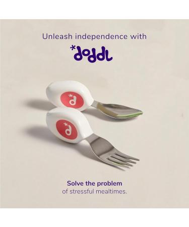 Doddl Toddler Cutlery Set - Self Feeding Spoon and Fork (Magenta) | 12months - Buy Online on GoSupps.com