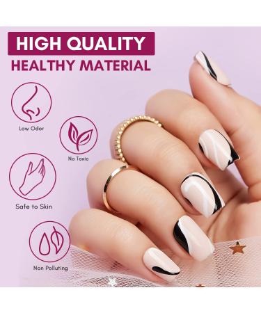 Makartt Gel Nail Polish Liner Set - 8ML White Black French Tip Swirl Draw Nail Art - UV Curing Manicure Set for Salon DIY - Buy Online on GoSupps.com