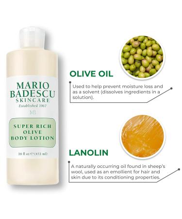 Mario Badescu Super Rich Olive Body Lotion for Dry Skin Non-Greasy and Creamy Moisturizer Infused with Olive Oil Ideal for All Skin Types 6 Fl Oz - Buy Online on GoSupps.com