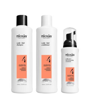 NIOXIN System 4 - for Colored Dry Damaged Hair and Advanced Hair Loss - Kit/Shampoo/Conditioner/Scalp Care