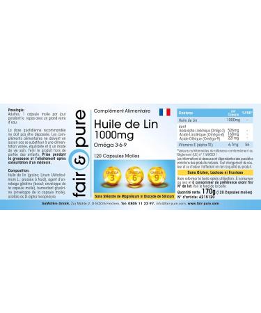 Fair & Pure Linseed Oil 1000mg - 120 Softgels - Omega 3 6 9 Fatty Acids - Easy to Swallow - Buy Online on GoSupps.com