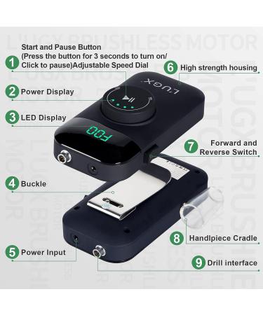 UGX Professional Nail Drill 35000RPM Brushless Electric Machine | Portable Rechargeable Nail File for Acrylic Gel Nails - Manicure Pedicure - Buy Online on GoSupps.com