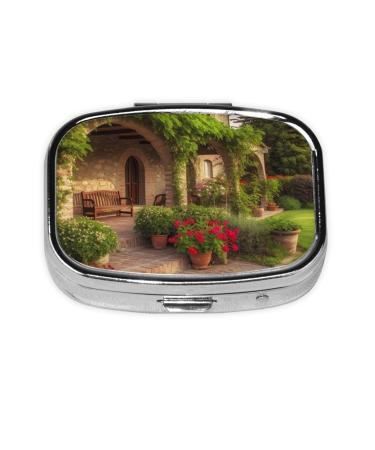 Gorgeous Yard Printed Square Pill Box Portable Travelling Pill Box Medicine Organiser
